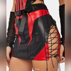 Namilia Red & Black Nasty Moto Mini Skirt Size Small